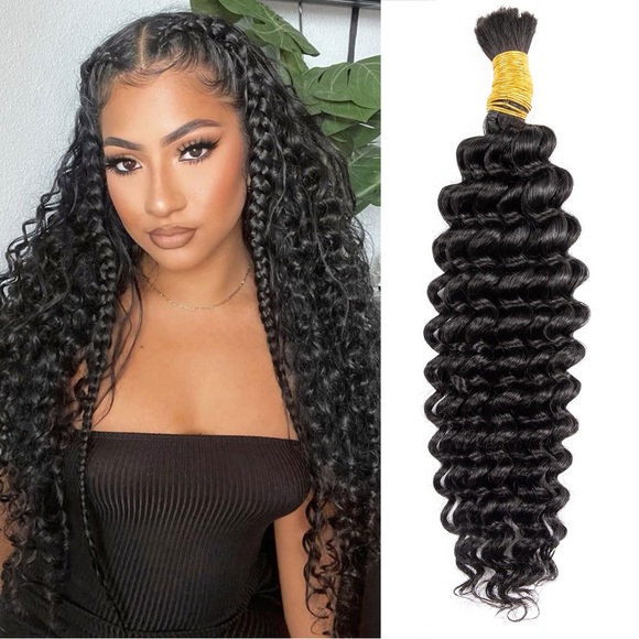 HUMAN HAIR 100g 18” Braiding Hair 1 Bundle Deep Water Wave No Weft Virgin Hair - Picture 1 of 9